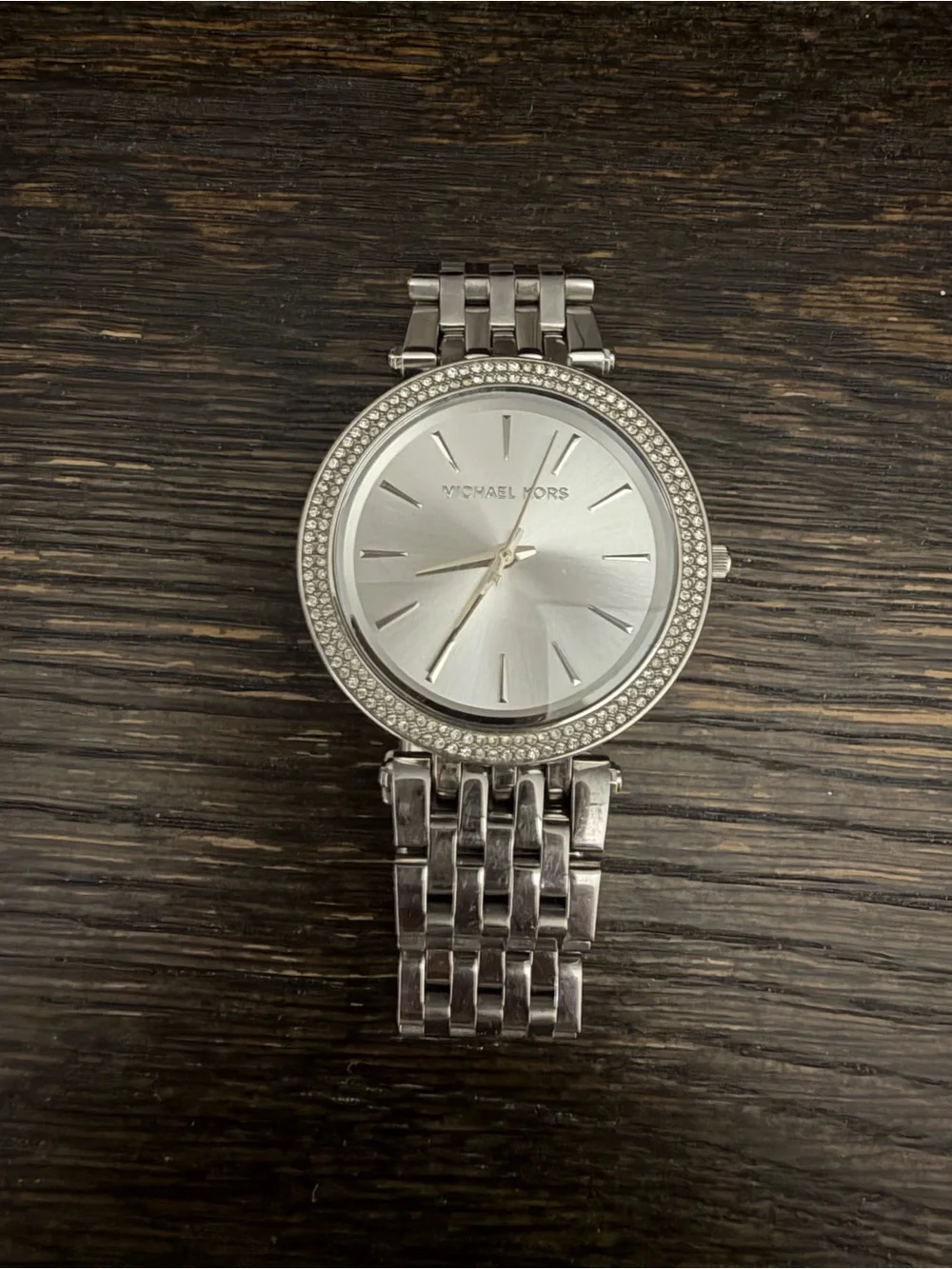 Michael Kors Silver Crystal-Trim Women's Bracelet Watch